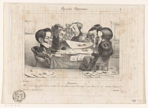 Karikatyr av franska censorer Censorer (titel på objekt) Parisiens Picturesques (serietitel på objekt) av Jean Ignace Isidore Gérard Grandville