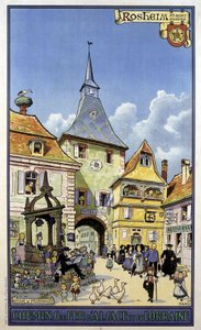 Pilgrimsfärden tillbaka från Mont Sainte Odile till Rosheim - Affisch för järnvägarna i Alsace och Lorraine, av Hansi av Jean Jacques (1873 1951) Waltz