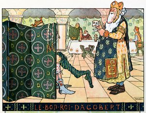 Die Geschichte des Elsass erzählt den Kindern von Onkel Hansi von Jean Jacques Waltz dit Hansi (1873-1951), Privatkollektion: Der gute König Dagobert (um 602-um 639); Achtung! Die Nutzung dieses Werks kann einer Genehmigung Dritter unterliegen von Jean-Jacques (1873-1951) Waltz