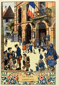 Trefärgsparadiset ; Rådhuset i Massevaux 1918;