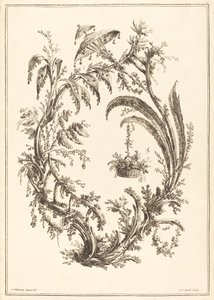 Prydnad med parasoll och hängande korg av Jean Jacques Avril I after Jean Baptiste Pillement