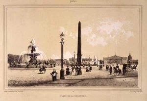 Place de la Concorde, Paris, graverad av Auguste Bry (gravyr)
