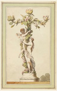 Teckning, ljusstake i porslin, 1770-80 av Jean Jacques Francois Le Barbier