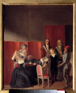Ludvig XVII separerades från sin mor Marie Antoinette den 3 juli 1793 i Temple-fängelset. Målning av Jean Jacques Hauer (1751-1829)