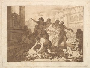 La Peste chez les Philistines Plague Among the Philistines, i ett album innehållande R..., 1782-1821. av Jean Jacques Lagrenee
