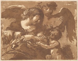 The Guardian Angel, i ett album som innehåller Recueil de Compositions p..., 1782-1821. av Jean Jacques Lagrenee