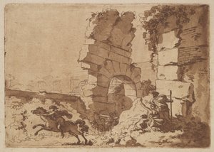 Le Colisée The Colosseum, i ett album som innehåller Recueil de Compositions par Lagren..., 1782-1821. av Jean Jacques Lagrenee