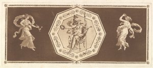 Minerva sittande i en dekorativ oktagon, med en figur till vänster och till höger Natten..., 1784. av Jean Jacques Lagrenee