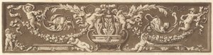 Prydnadsfris med putti, akantusblad och girlander av frukt, från Recueil de Diff..., 1784.