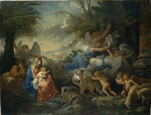 Idolernas fall och resten på flykten till Egypten, ca 1775.