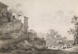 Ett solbelyst landskap med kullehus av Jean Jacques de Boissieu