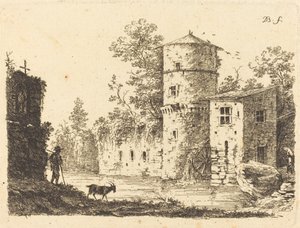 Forntida torn med en vattenkvarn av Jean Jacques de Boissieu
