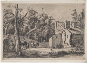Ingången till Forest of Brie med stuga till höger, 1772. av Jean Jacques de Boissieu