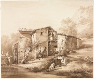 Landskap med vattenkvarn, ca 1790. av Jean Jacques de Boissieu
