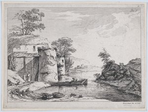 Gamla torn på en flodstrand, 1763. av Jean Jacques de Boissieu