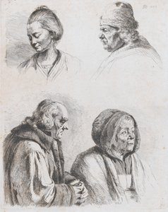 Studie av fyra huvuden, 1770. av Jean Jacques de Boissieu