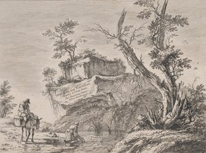Titelsida till en serie av tio landskap, 1763. av Jean Jacques de Boissieu