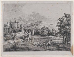 Utsikt över Vestas tempel, 1774. av Jean Jacques de Boissieu