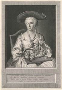 Madame Arlon Spinning Silk av Jean Joseph Balechou, after Jacques Andre Joseph Camelot Aved