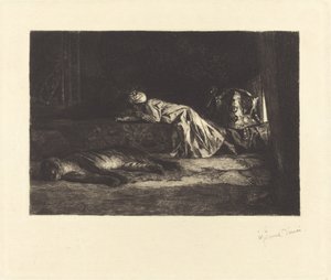 Orientalisk interiör med sovande tiger av Jean Joseph Benjamin Constant