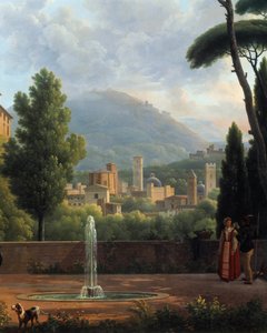 Landskapet har fontändetaljen av en målning av Joseph Bidault (1758-1846). 1821 Valencia. Museum of Fine Arts