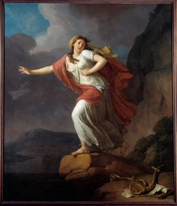 Den grekiska poetinnan Sapho (Sappho) deltar i havet Målning av Joseph Taillasson (1745-1809) 1700-talets sön. 2,25x1,9 m Brest, Museum of Fine Arts