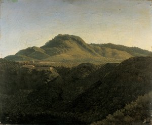En utsikt över den romerska Campagna, med sjön Nemi av Jean Joseph Xavier Bidauld