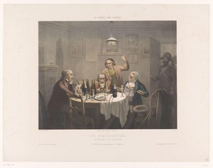 Polisen avbryter en grupp drickande män Les perturbateurs / The Disturbers / Die Polizeistunde (titel på objekt) Museum of the Laughers (serietitel) Le musée des rieurs (serietitel på objekt) av Jean Julien Jacott