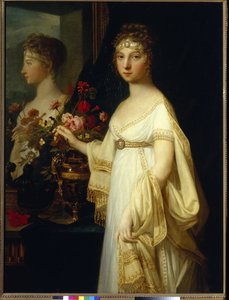 Porträtt av kejsarinnan av Ryssland Elisabeth Alexeievna, prinsessan Louise Augusta av Baden (1779-1826) (kejsarinnan Elizabeth Alexeievna, prinsessan Louise av Baden - Målning av Jean Laurent Monnier (1743/46-1808), olja på duk (130,5x99 cm)