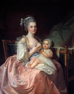 Mor som ammar sitt barn Målning av Jean Laurent Mosnier (1743-1808) 1700-tal. Macon, Museum of Fine Arts