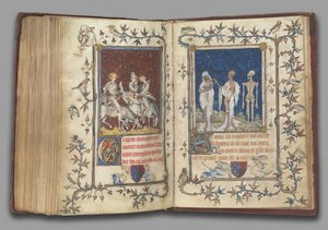 f.321v-322r från bönboken Bonne av Luxemburg, hertiginna av Normandie, före 1349 (tempera, grisaille, bläck och guld på veläng) av Jean Le and workshop (attr. to) Noir