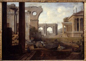 Forntida ruiner. Målning av Jean Lemaire (1598 - 1659)