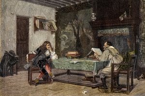 Samarbete mellan Jean Baptiste Moliere och Pierre Corneille Fransk dramatis - "" Författarna Jean-Baptiste (Jean Baptiste) Poquelin dit Moliere (1622-1673) och Pierre Corneille (1606-1684)"" gravyr efter målningen av Jean-Leon (Jean) Leon) Gerome