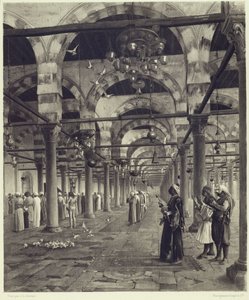 Offentlig bön i moskén i Amron, från "En samling verk av Jean-Leon Gerome i 100 fotogravyrer"