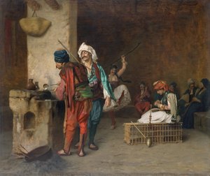 Cafe House, Cairo Casting Bullets, 1884 eller tidigare. av Jean Leon Gerome