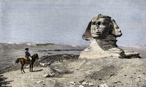 Fälttåg (expedition) i Egypten (1798-1801): Napoleon I Bonaparte (1769-1821) framför sfinxen i Gizeh i Egypten av Jean Leon Gerome
