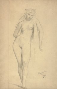 Omphale, ca 1887 (grafit på papper) av Jean Leon Gerome