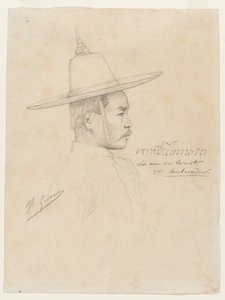 Studie för "Receptionen av de siamesiska ambassadörerna i Fontainebleau" av Jean Leon Gerome
