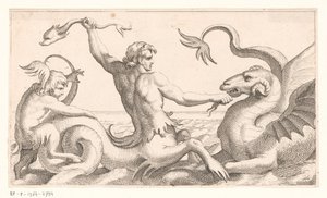 Triton slåss mot ett sjömonster av Jean Lepautre (attributed to)