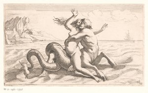 Triton kidnappar en kvinna av Jean Lepautre (attributed to)