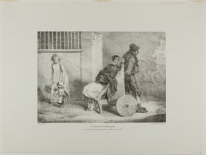 En paraleytisk kvinna, plansch 9 från olika motiv tecknade ur livet och på sten (Den engelska sviten) av Jean Louis André Théodore Géricault