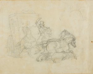 En diligens dragen av fem hästar av Jean Louis André Théodore Géricault