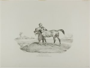 En arabhäst, plansch 8 ur Olika motiv tecknade ur livet och på sten (Den engelska sviten) av Jean Louis André Théodore Géricault