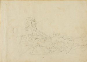 Diligens dragen av fyra galopperande hästar av Jean Louis André Théodore Géricault