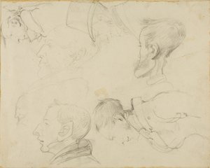 Sju karikatyrer av huvuden av Jean Louis André Théodore Géricault