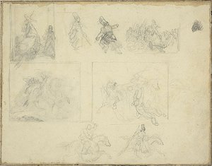 Skisser till militära kompositioner av Jean Louis André Théodore Géricault