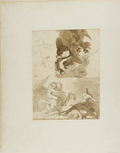 Skisser till ett kavallerislag av Jean Louis André Théodore Géricault