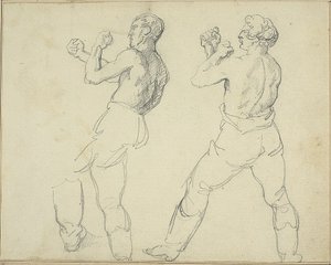 Två boxare vända åt vänster av Jean Louis André Théodore Géricault