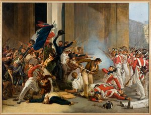 Franska: intagandet av Louvren den 29 juli 1830; massaker på schweizergardisterna