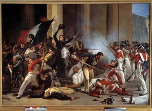 1830 års revolution: "" Under de tre härliga åren, erövring av Louvren 1830-07-29 och massaker av de schweiziska vakterna"" Målning av Jean Louis Bezard (1799-aprs 1861) 1830 Sön. 1,76 x 2,45 m Paris, Carnavalet-museet - Revolutionen 1830: "" Med Louvren a